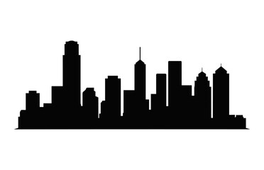 Fototapeta na wymiar Houston City Skyline black and white Silhouette