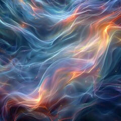 Fototapeta premium Abstract Painting of Blue and Orange Waves
