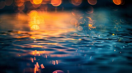 Bokeh Water Lights: Utilizing the bokeh effect with light reflections on water to create abstract backgrounds. - obrazy, fototapety, plakaty