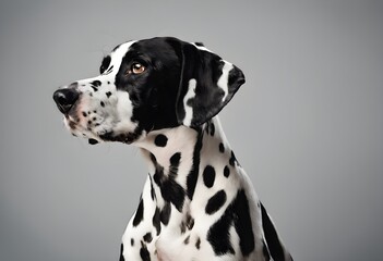 A close up of a Dalmation