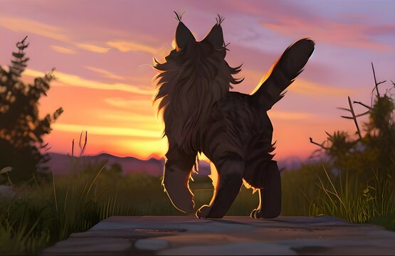 MainCoon in the Sunset