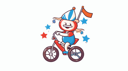 The cute luxembourg flag badge character isolated riding a