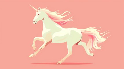 Capture the essence of a graceful unicorn in a vector art style, using pastel colors and clean lines to evoke a sense of enchantment