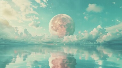 A dreamy UFO floats through a peaceful pastel landscape, evoking a sense of wonder and imagination. The colors are soft and harmonious, creating a tranquil atmosphere.