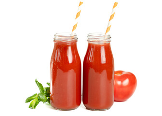 Tomato juice in bottles