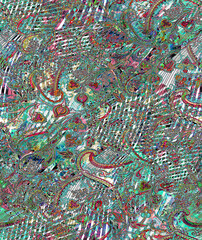 Floral pattern of intertwined intricate abstract elements. Abstract design, illustration background crafted for textile or print. Seamless pattern