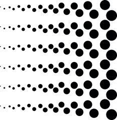Large circles towards the side of the image become small dots.