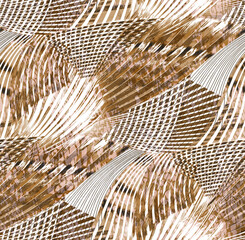 Floral pattern of intertwined intricate abstract elements, green and yellow. Abstract leaf design, illustration background crafted for textile or print. Seamless pattern