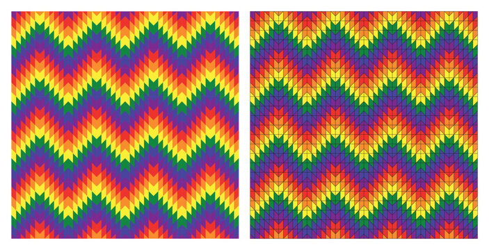 Vector seamless pattern with zigzag lines of bright colors. geometric abstract background, . Colorful design in LGBT rainbow colors.