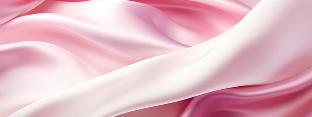 Luxury pink and white silk satin fabric wave background texture. Wedding, valentine, anniversary, holiday celebration design backdrop.