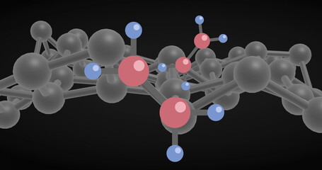 Image of moving shapes over chemical formula