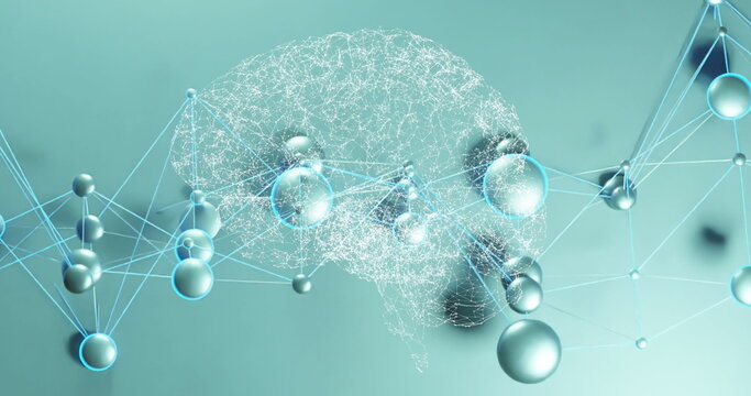 Image of brain over chemical formula - Powered by Adobe