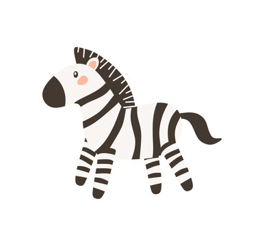 Vector illustration of a zebra. Hand-drawn hippo. African animal