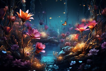 Dreamlike wallpaper, rich with fantasy elements and deep colors ,close-up,ultra HD,digital photography