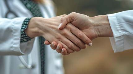 Handshake, trust and thank you with patient and doctor or medical worker.