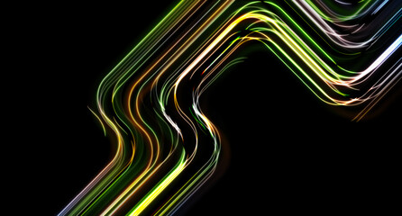 Colorful neon laser lines abstract geometric tech background. Technology vector design - 785266933