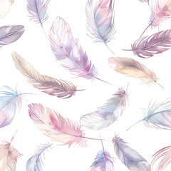 Repeating pattern with colorful, soft feathers