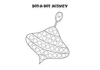 Dot a dot game for preschool kids. Cartoon spinning top.