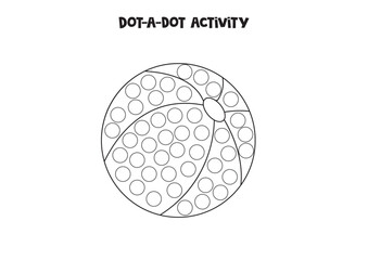 Dot a dot game for preschool kids. Cartoon toy ball.