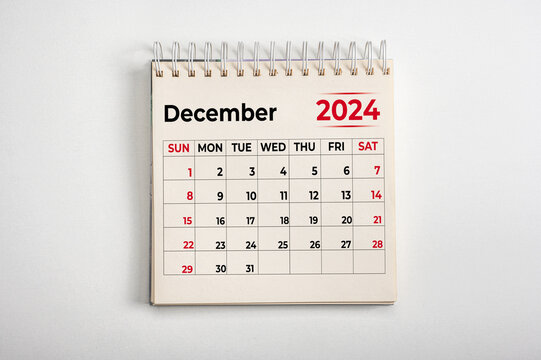 December 2024. One page of annual business monthly calendar on white background. December 2024 reminder, business planning, appointment meeting and event