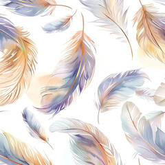 Repeating pattern with colorful feathers
