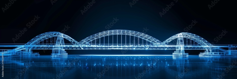 Wall mural vision of architecture of a 3d model bridge project