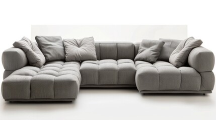 A gray couch with pillows on it