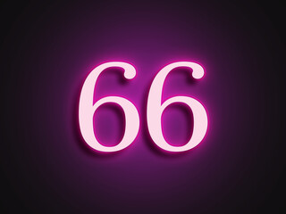 Pink glowing Neon light text effect of number 66.