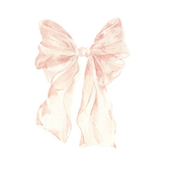Cute watercolor bow for wedding invitations, cards, watercolor bow logo.