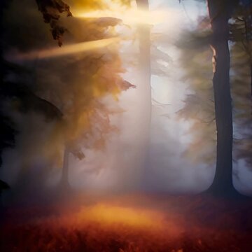 Animation of ethereal mystical forest scene with digital glow effects