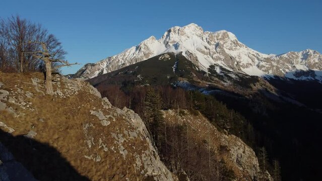 Beautiful 4k aerial drone video of mountain Maglic in Bosnia and Herzegovina