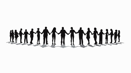 Silhouette of group of people holding hands in circle