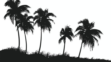 Silhouette of palm tree swaying in the breeze on trop
