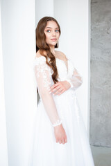 young beautiful woman bride in wedding dress