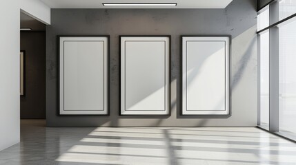 3 Vertical Billboards in Subway Station Mockup