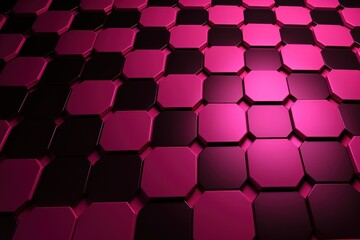 Pink dark 3d render background with hexagon pattern 