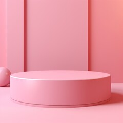 Pink minimal background with cylinder pedestal podium for product display presentation mock up in 3d rendering illustration