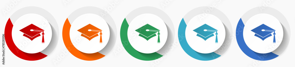 Poster education vector icon set, flat icons for logo design, webdesign and mobile applications, colorful r