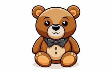 Classic teddy bear toy with a bow tie vector 