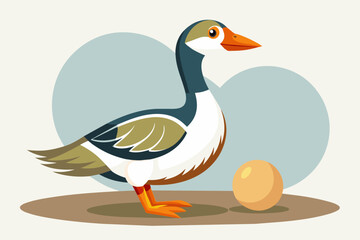 Goose with egg vector 