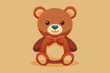 Classic teddy bear toy with a bow tie vector 