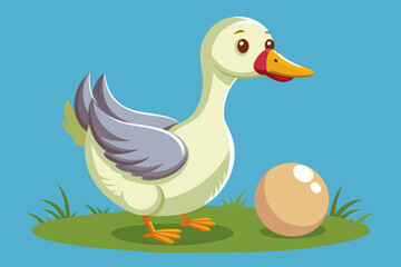 Obraz premium Goose with egg vector 