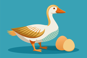 Goose with egg vector 