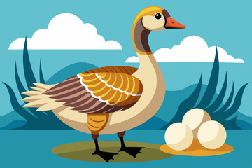Goose with egg vector 
