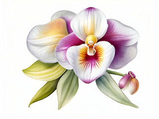 orchid flowers on white background, orchid flowers watercolor