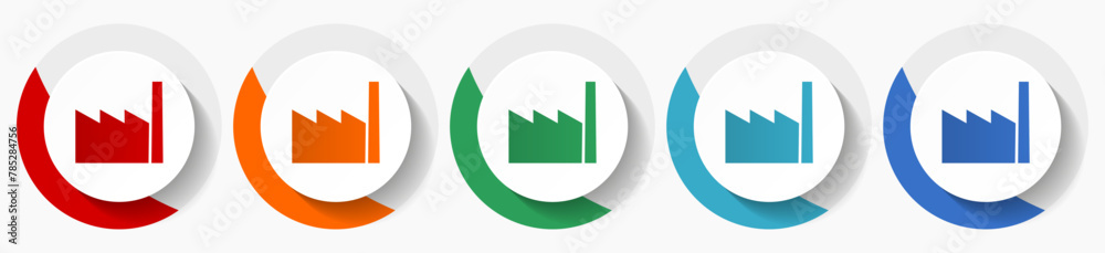 Poster Factory vector icon set, flat icons for logo design, webdesign and mobile applications, colorful round buttons