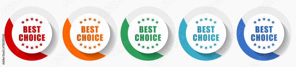 Poster best choice vector icon set, flat icons for logo design, webdesign and mobile applications, colorful