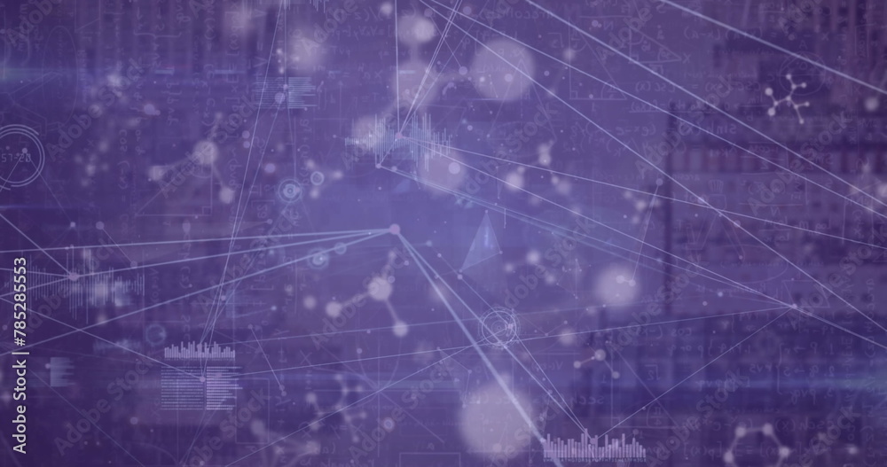Poster image of network of connections with numbers and data processing