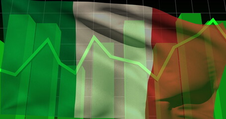 Naklejka premium Image of data processing over flag of nigeria