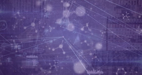 Image of network of connections with numbers and data processing